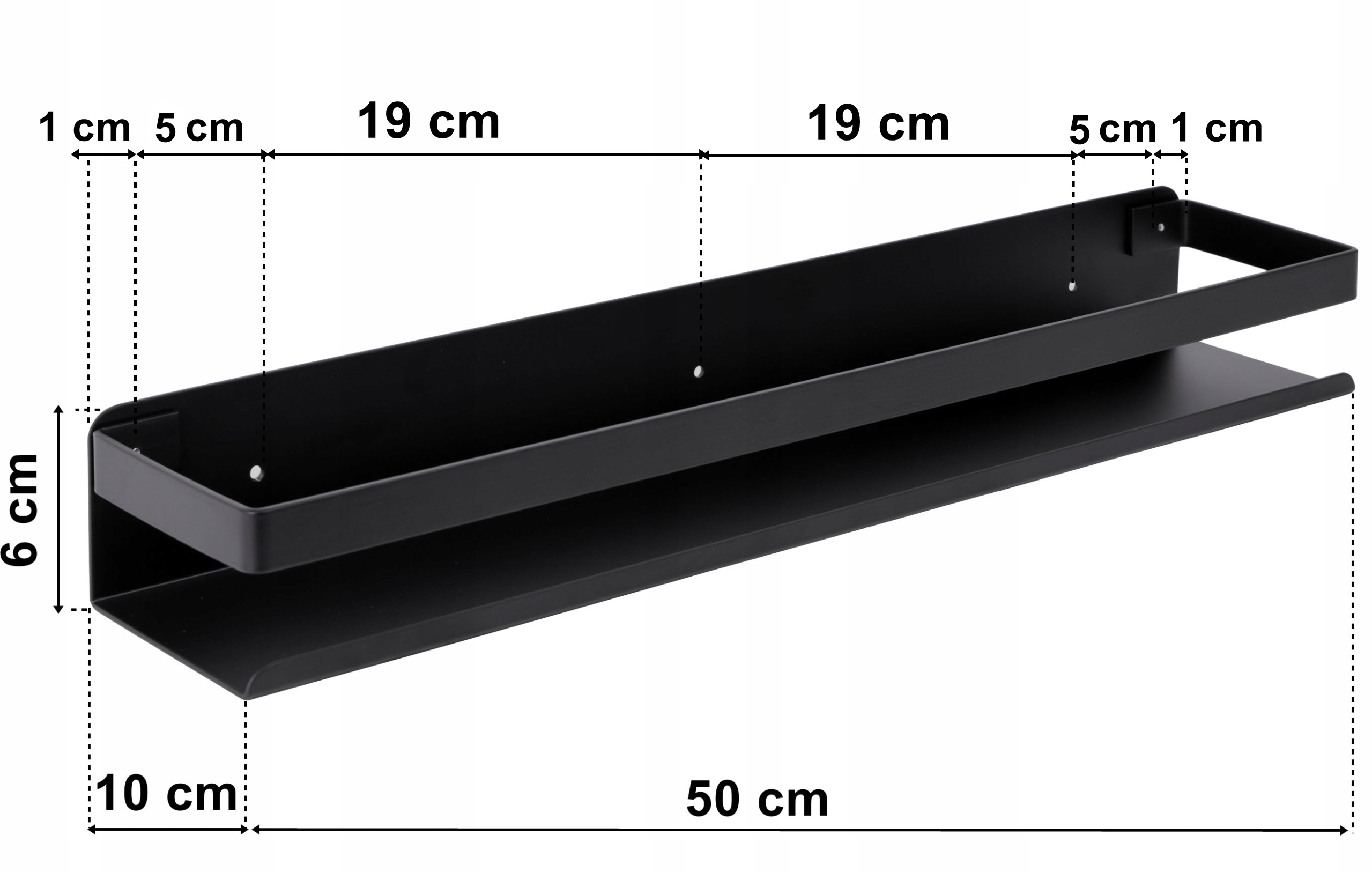Półka kuchenna łazienkowa MEGARA 50 cm czarna w stylu loft wymiary