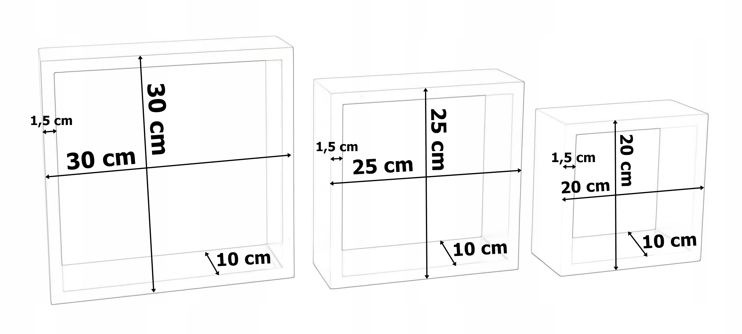 zestaw 3 polek wiszacych cube quad