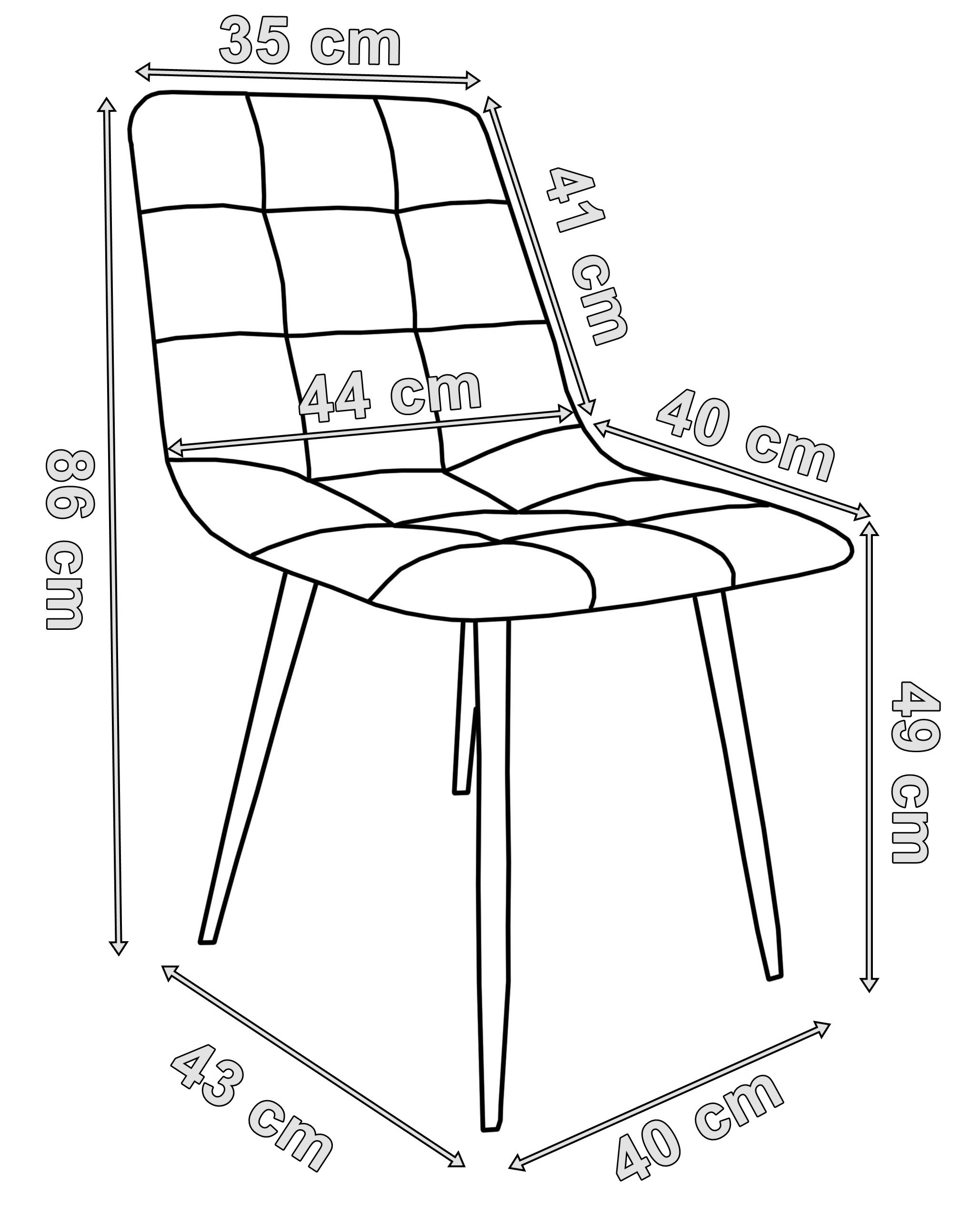 Krzesło welurowe DENVER velvet Czarne wymiary