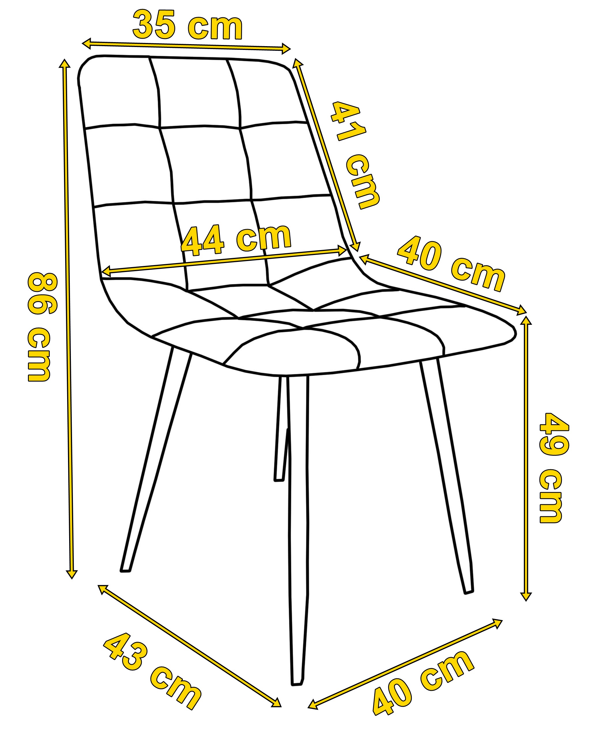 Krzesło welurowe DENVER velvet Czarne wymiary