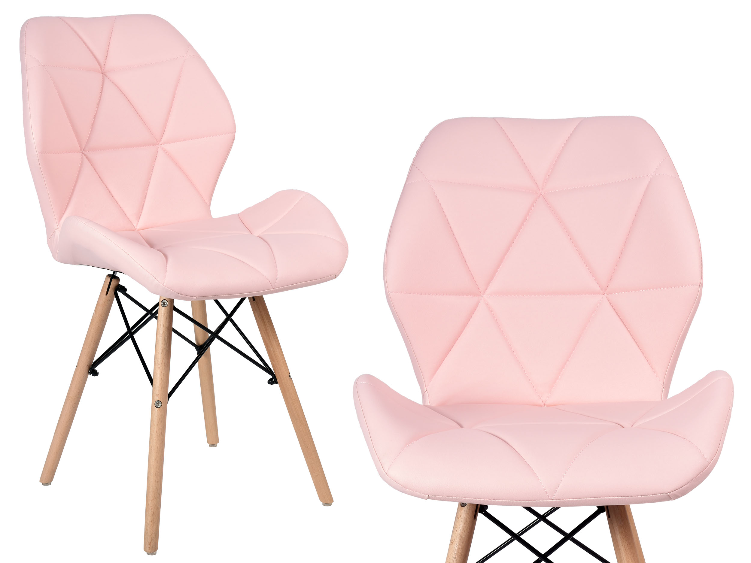 Krzesło tapicerowane Rennes różowy ekoskóra