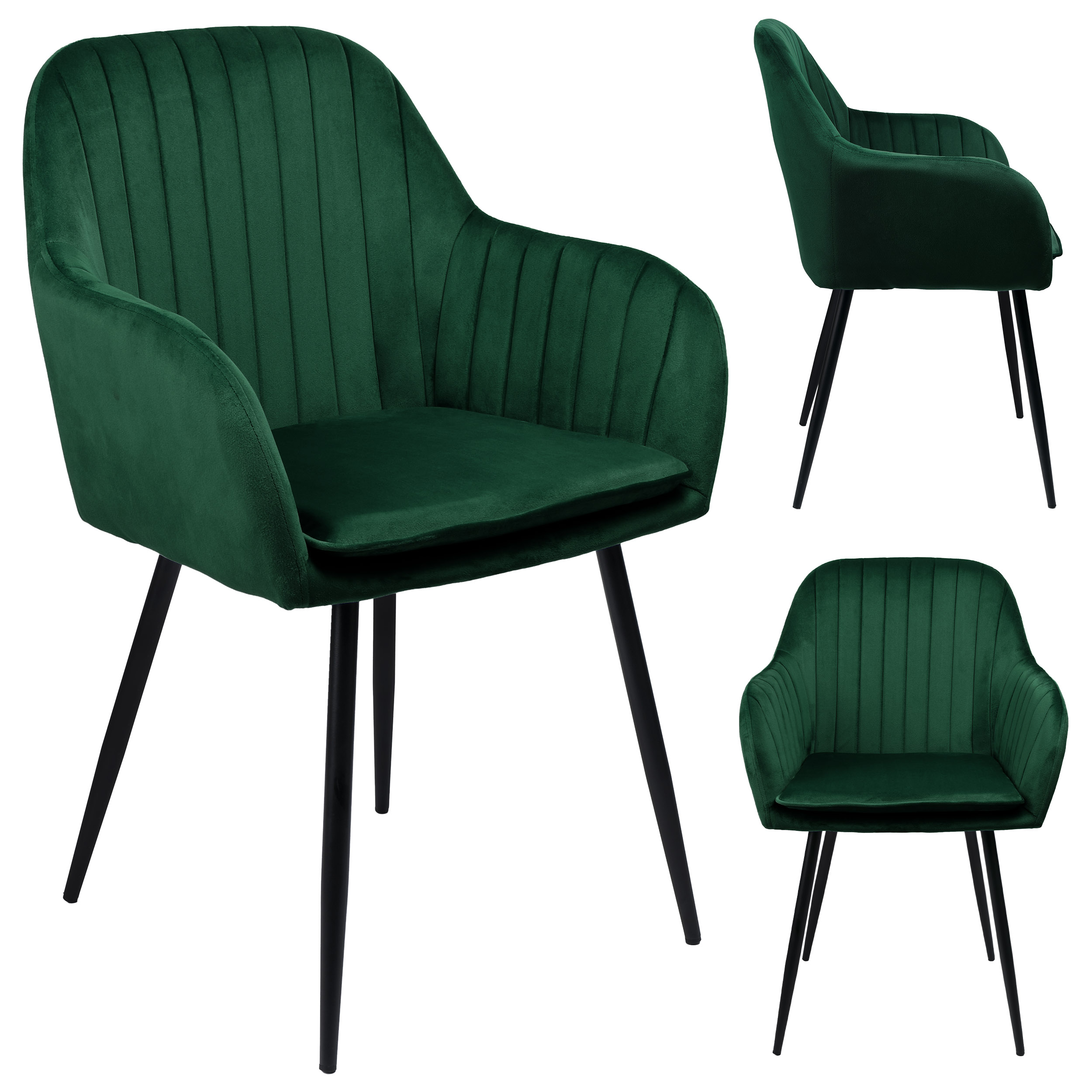 Krzesło welurowe SEVILLA VELVET zielone