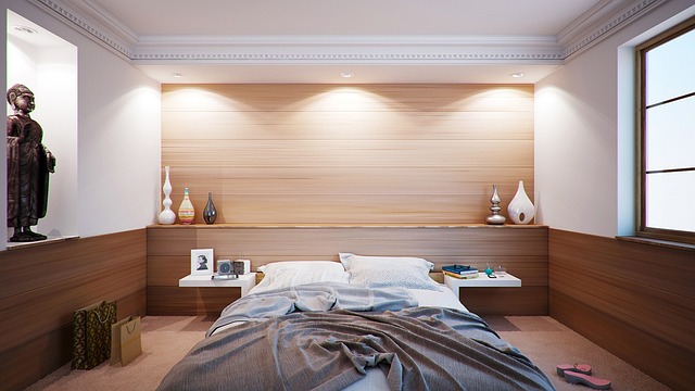 nowoczesna sypialnia w odcieniach brązu