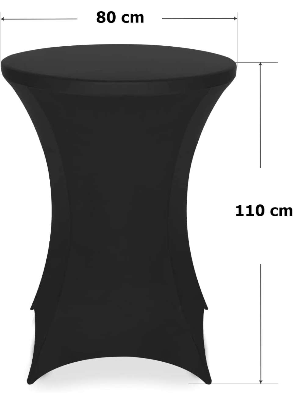 Pokrowiec stolika koktajlowego 80 cm czarny wymiary
