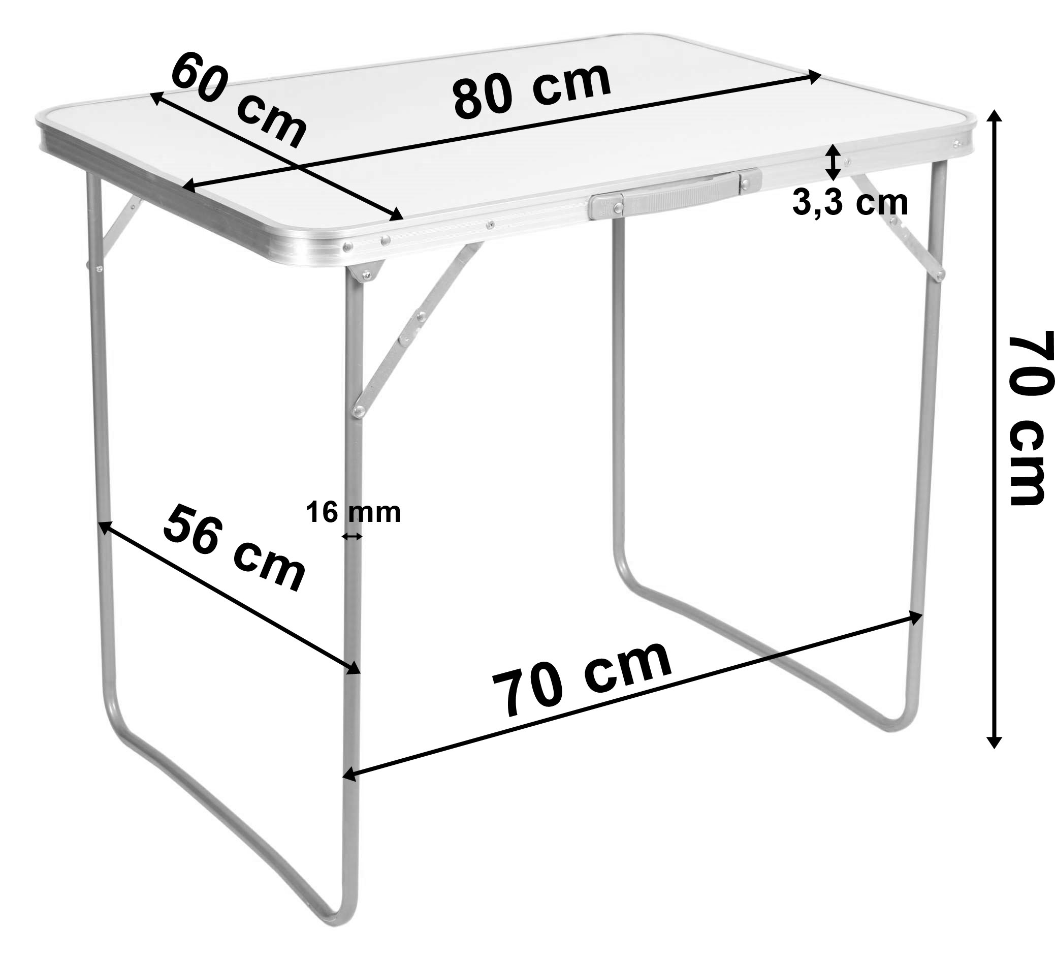 Stół turystyczny CORN składany 80x60 cm biały