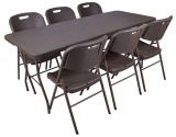 Zestaw cateringowy RATTAN  stół 180 cm + 6 krzeseł