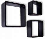 3 półki wiszące Cube -czarny