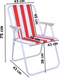 Krzesło turystyczne składane ALAN czerwone paski