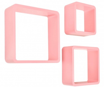 3 półki wiszące Cube - różowy