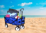 Wózek transportowy plażowy składany niebieski