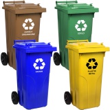 Komplet pojemników na odpady - 120l żółty, niebieski, zielony, brązowy