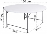 Stół cateringowy BATLEY bankietowy składany 150 cm biały