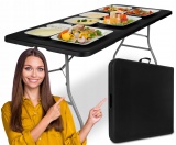 Stół cateringowy PARTY BLACK bankietowy składany w walizkę 180 cm czarny 